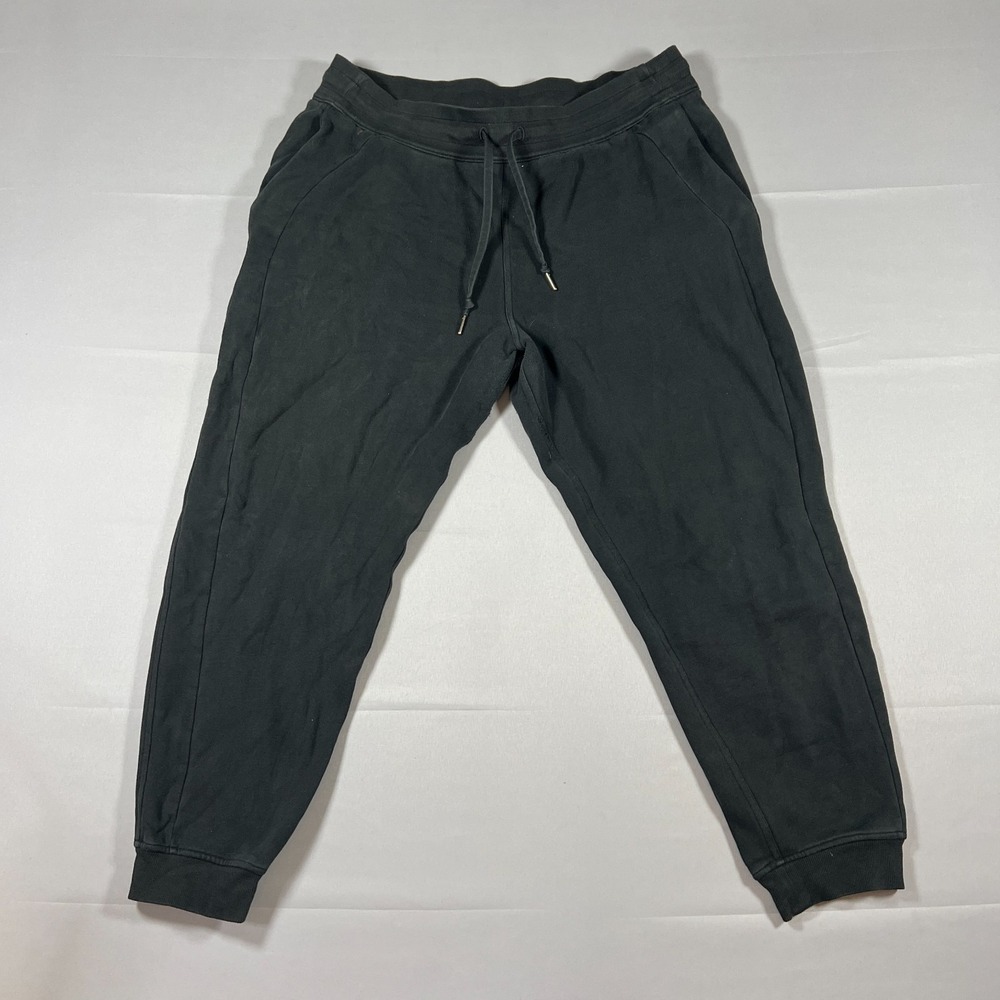 Lululemon Scuba Jogger Pants Women 14 Black Stretch Drawstring Waist Tapered Leg